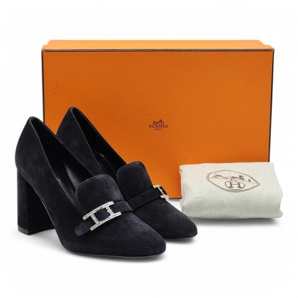 Hermes Shoes - Hermes Success Heels - Suede - Black 35.5 5US $1150